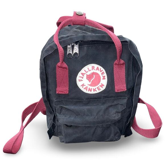 Fjallraven Kanken Mini Backpack Black Ox Red Straps 23561 Small 7L Daypack Bag main image 4